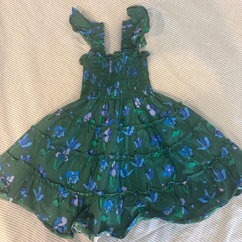 Hill House Floral Ruffle Sundress with Blue Flower Print